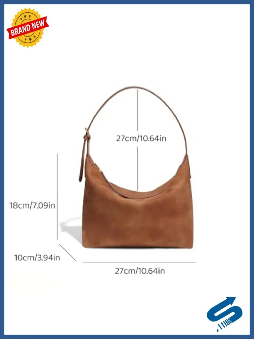 Faux Suede Hobo Bag with Adjustable Shoulder Strap